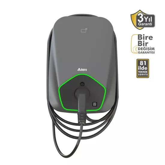 Hera 7.4 kW Kablolu Duvar Tipi Şarj Cihazı - Type 2 Uyumlu, Hızlı Şarj